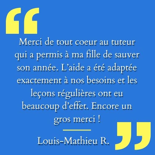 texte de témoignage en français d'un client du nom de Louis Mathieu de L'Ami du bulletin